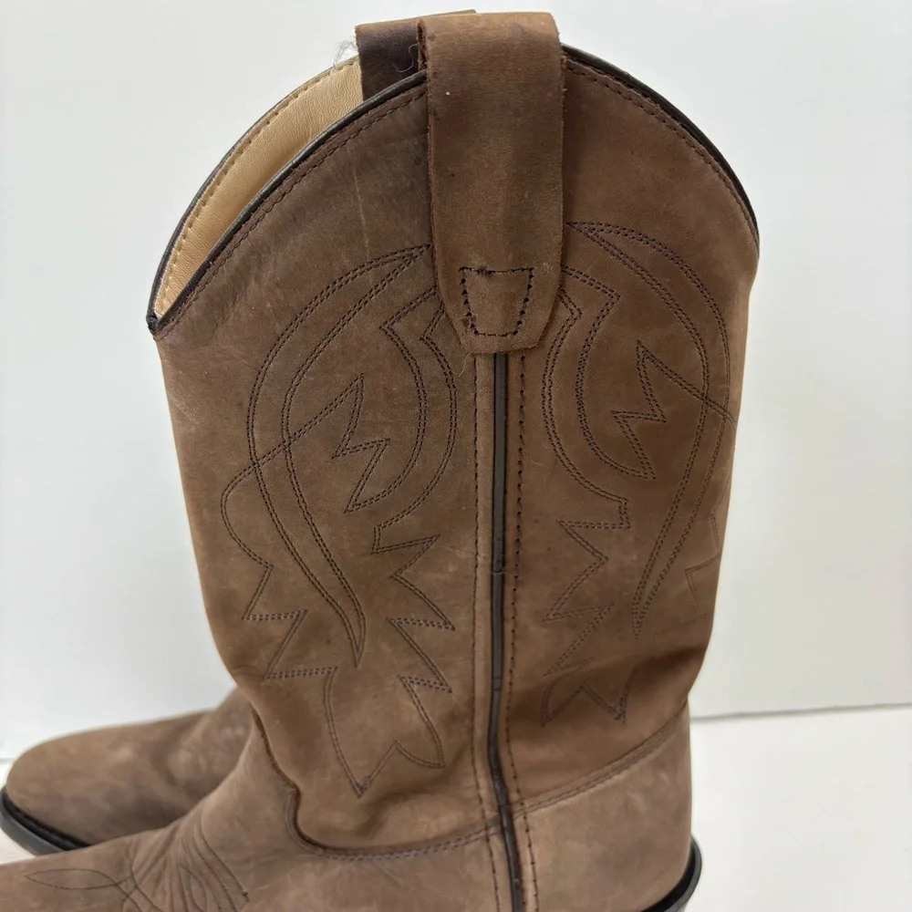 CODY JAMES BOYS' BROWN TAUPE WESTERN BOOTS Nubuck Leather B8151 4D